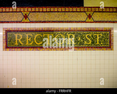 Recteur St signe, Métro Station, New York City, USA. Banque D'Images