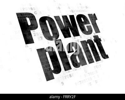 Concept de l'industrie : texte noir pixélisé centrale électrique en arrière-plan numérique Banque D'Images