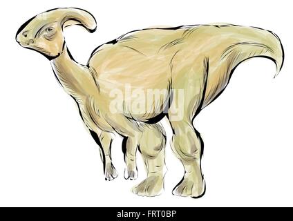 Dinosaure parasaurolophus. isolé sur fond blanc Illustration de Vecteur