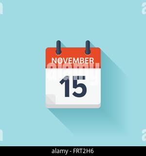 15 novembre . Télévision vecteur icône calendrier quotidien. La date et l'heure, jour, mois. Maison de vacances. Illustration de Vecteur