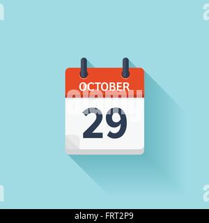 29 octobre . Télévision vecteur icône calendrier quotidien. La date et l'heure, jour, mois. Maison de vacances. Illustration de Vecteur