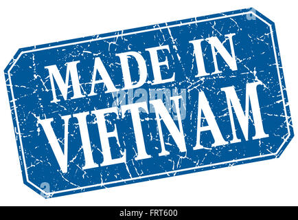 Faite au Vietnam blue square grunge stamp Banque D'Images