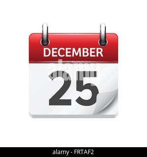 Le 25 décembre. Télévision vecteur icône calendrier quotidien. La date et l'heure, jour, mois. Maison de vacances. Illustration de Vecteur