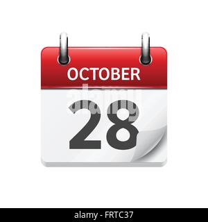 Le 28 octobre. Télévision vecteur icône calendrier quotidien. La date et l'heure, jour, mois. Maison de vacances. Illustration de Vecteur