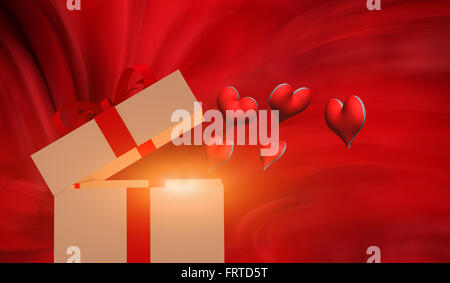 Concept de la Saint-Valentin avec des cœurs et l'enveloppa sur table cadeaux Banque D'Images