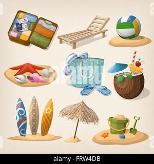 Beach Vacation icon set. Vector illustration Illustration de Vecteur