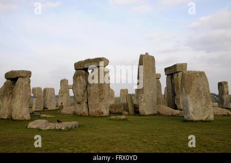 Les Menhirs à Stonehenge, un site du patrimoine mondial de l'anglais dans le comté de Wiltshire non loin de Salisbury. Banque D'Images