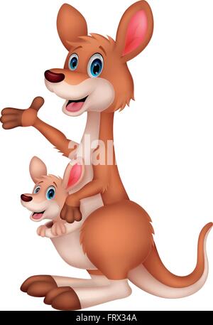 Kangaroo cartoon waving Illustration de Vecteur