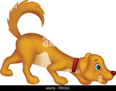 Mignon chien cartoon reniflant Illustration de Vecteur