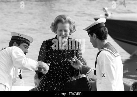 Le Premier ministre britannique Margaret Thatcher lors du sommet G7 à Venise en juin 1980 - ll Primo Ministro francese Margaret Thatcher durante sommet G 7 il a Venezia nel giugno 1980 Banque D'Images