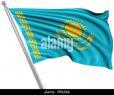 Drapeau du Kazakhstan , c'est un 3D générée par ordinateur et l'image rendue. Banque D'Images