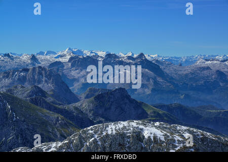 Vue depuis le mont Hoher Goell à Steineres Meer et Hochkoenig, parc national de Berchtesgaden, Alpes de Berchtesgaden, Upper Bavaria, Bavaria, Germany Banque D'Images