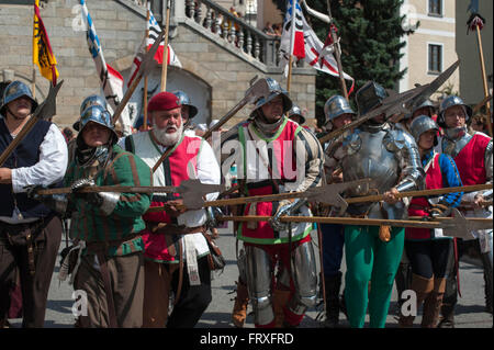 Cortège historique, d'autres Drachenstich, dragon museum, Furth im Wald, forêt de Bavière, Bavière, Allemagne Banque D'Images