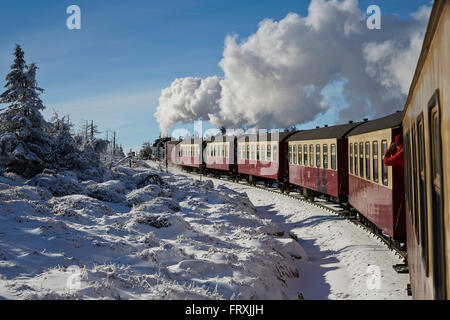 Train à vapeur Brocken Brocken, Harz, Saxe-Anhalt, Allemagne Banque D'Images