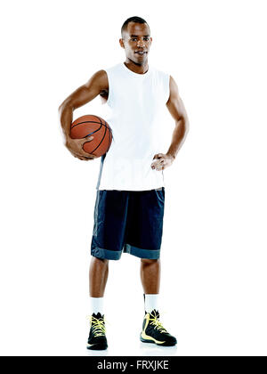 Un joueur de basket-ball homme isolé sur fond blanc Banque D'Images