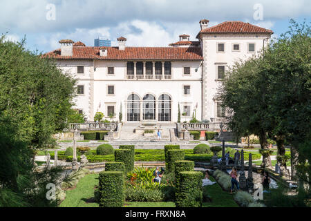 Façade nord de la Villa Vizcaya Museum gardens à Coconut Grove à Miami, Floride, USA Banque D'Images