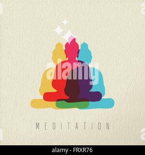 Concept de méditation icône, illustration de la culture asiatique dieu Bouddha statue en style coloré, plus de texture background. Vecteur EPS10 Illustration de Vecteur