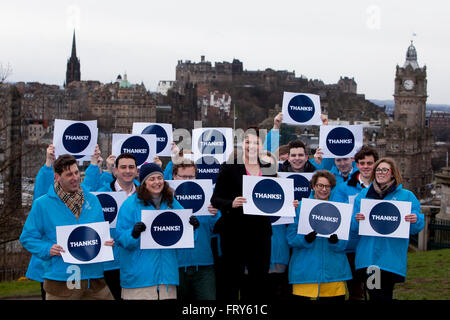 Edinburgh, Royaume-Uni. 24Th Mar, 2016. Le chef conservateur écossais Édimbourg Ruth Davidson dans Carlton Hill Edinburgh pour remercier les gens qui ont voté non au référendum sur l'indépendance. Credit : Pako Mera/Alamy Live News Banque D'Images