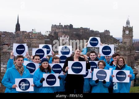 Edinburgh, Royaume-Uni. 24Th Mar, 2016. Le chef conservateur écossais Édimbourg Ruth Davidson dans Carlton Hill Edinburgh pour remercier les gens qui ont voté non au référendum sur l'indépendance. Credit : Pako Mera/Alamy Live News Banque D'Images