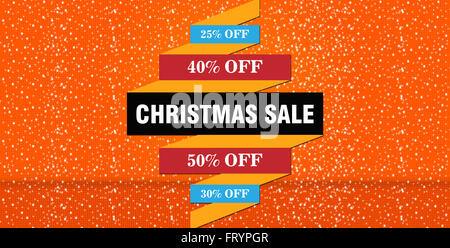 Vente de Noël sur fond de neige. Banque D'Images