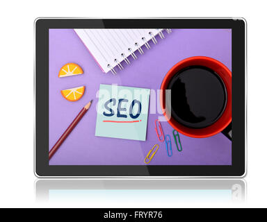 Concept design SEO dans Smart PC tablette. Banque D'Images