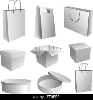 Ensemble de sacs en papier et boîtes pour stigmatiser l'illustration Illustration de Vecteur