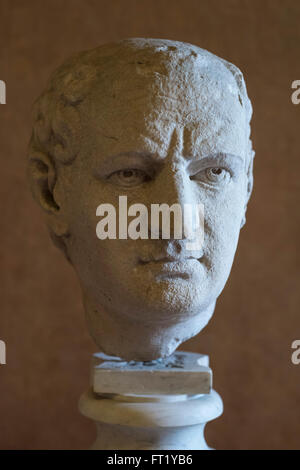 Rome. L'Italie. Portrait de l'empereur romain Vespasien. Palazzo Altemps. Museo Nazionale Romano. Banque D'Images