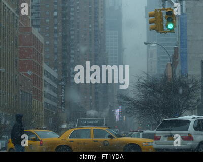 New York, taxi, yellowcab, Park Avenue Banque D'Images