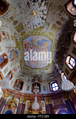 Plafond peint décoré à la salle de marbre de la partie supérieure du Palais du Belvédère à Vienne, Autriche, Europe Banque D'Images