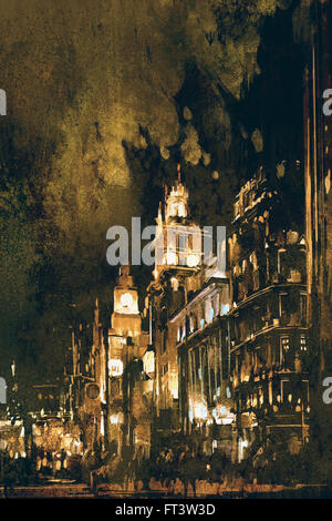 Le Bund Shanghai,cityscape digital painting Banque D'Images