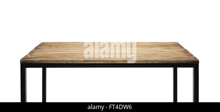 Table en métal noir et jambes de bois Banque D'Images
