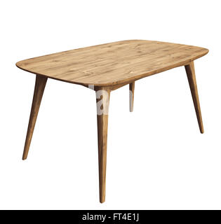 Table en bois isolé sur fond blanc. Banque D'Images