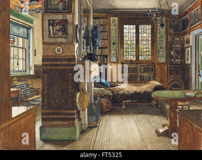 Anna Alma-Tadema, Sir Lawrence Alma-Tadema dans la bibliothèque de Townshend House, Londres - Cooper-Hewitt, National Design Museum Banque D'Images