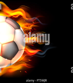 Une balle de football soccer flamboyant sur fire concept Banque D'Images