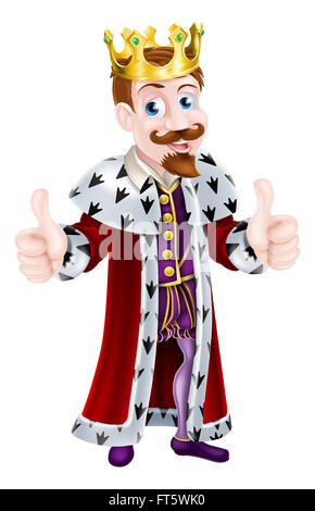 Illustration d'un personnage de dessin animé roi portant une couronne en donnant un coup de pouce Banque D'Images