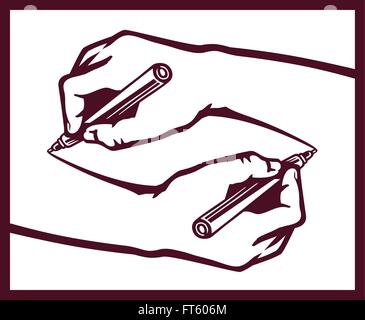 Deux mains en miroir de l'autre dessin, créativité concept vector illustration Illustration de Vecteur