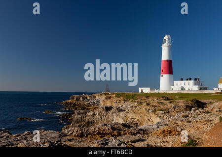 Le phare de Portland Bill sur la côte jurassique du Dorset, Angleterre, RU Banque D'Images