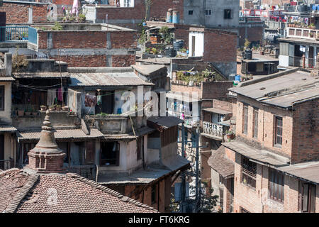 Népal, Katmandou. Maison typique de la construction, le Centre de Katmandou. Banque D'Images