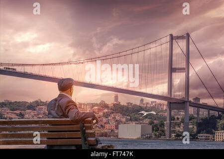 Pont du Bosphore à Istanbul, Turquie Banque D'Images