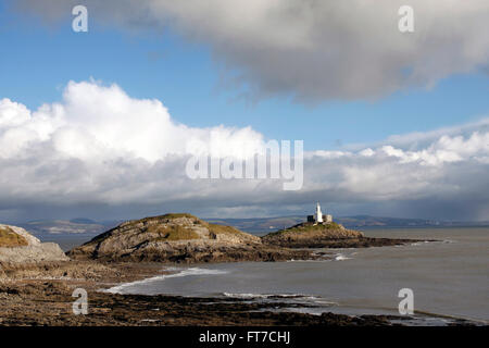 Phare de Mumbles et bracelet Bay, Swansea, Pays de Galles, Royaume-Uni Banque D'Images