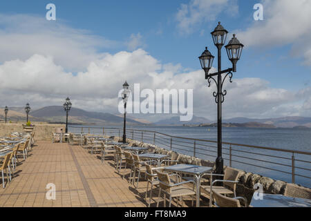 Duck Bay Marina piscine coin terrasse de Loch Lomond, Ecosse, Royaume-Uni Banque D'Images