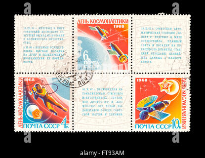 Timbres-poste de l'Union soviétique représentant différentes scènes de l'espace, les astronautes national 24. Banque D'Images