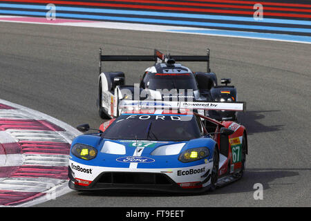 Circuit Paul Ricard, Le Castellet, France. Mar 25, 2016. World Endurance Championship prologue le jour 1. # 67 L'équipe de Chip Ganassi Ford UK (USA) FORD GT GTE PRO MARINO FRANCHITTI (GBR) Andy Priaulx (GBR) HARRY ZECH (GBR) © Plus Sport Action/Alamy Live News Banque D'Images