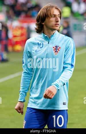 Budapest, Hongrie. 26 mars, 2016. Le croate Luka Modric avant que la Hongrie et la Croatie football match amical international Groupama en arène. Credit : Laszlo Szirtesi/Alamy Live News Banque D'Images