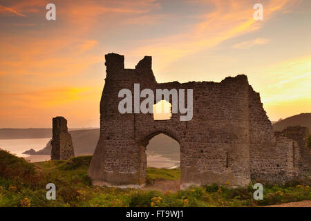 Château Pennard, trois falaises Bay, Gower, Pays de Galles, Royaume-Uni Banque D'Images