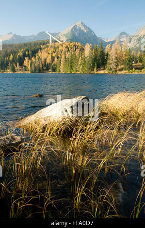 L'ancien tremplin de saut au-dessus du lac 'trbske pleso' dans les montagnes de l' 'Hautes Tatras en Slovaquie Banque D'Images