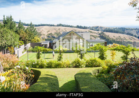 Maison moderne avec le gazon, terrasse, Pentre Cashmere Hills, Christchurch, Canterbury, Nouvelle-Zélande Région