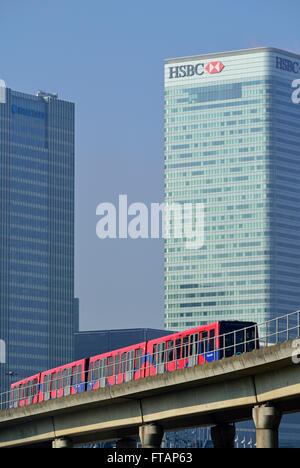 Docklands Light Railway, Canary Wharf, London E14, Royaume-Uni Banque D'Images