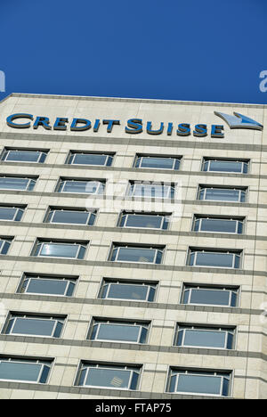 Le Credit Suisse, l'un carré cabot, Canary Wharf, London E14, Royaume-Uni Banque D'Images