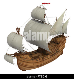 Caravel sur fond blanc Banque D'Images